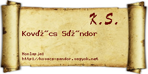 Kovács Sándor névjegykártya