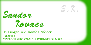 sandor kovacs business card